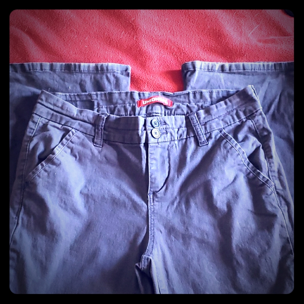 Navy blue bootcut uniform pants